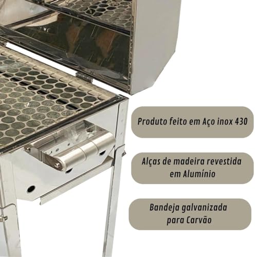 Churrasqueira a Bafo Inox Alta Portatil Churrasco Camping