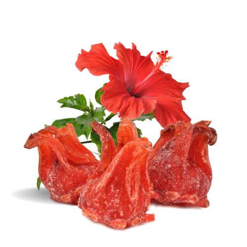 Dried Candied Hibiscus Flower by Its Delish, 1.1 lb Bulk Bag | Edible Flowers for Cocktail Garnish Dehydrated Fruit | Vegan & Kosher