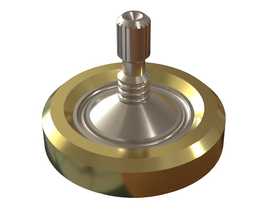 W&B DESIGN EDC Precision Machined Spinning Top Fidget Toy Titanium Core and Brass Outer Ring for Increased Inertia 12+ Minute Spin Time for Desktop Play Meditation and Stress Relief