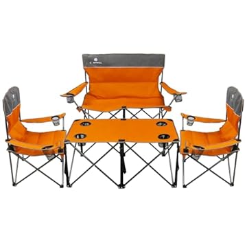 collapsible camping table and chairs