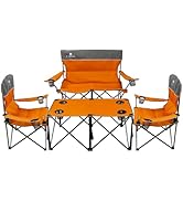 CAMPHILL Camping Chair Set of 3, Outdoor Folding Camping Chairs for Heavy People with Cup Holder ...