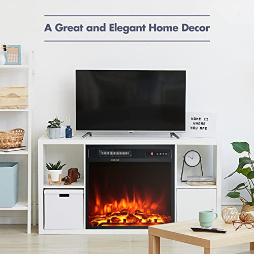 Image of Giantex 18 inch Electric Fireplace Insert Heater, Wall Recessed /Mounted Fire Places Electric Fireplace with Remote, 2 Modes Heat, 9H Timer, 5 Brightness, 750 /1500W Freestanding Fireplace