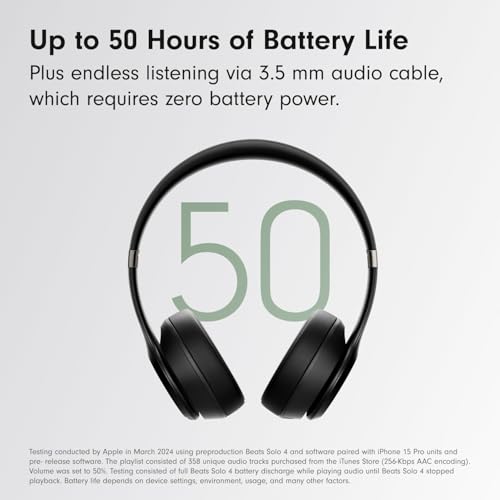 Beats Solo 4 - Wireless Bluetooth On-Ear Headphones, Apple & Android Compatible, Up to 50 Hours of Battery Life - Matte Black (Renewed Premium) by Beats - Used condition - Image 5