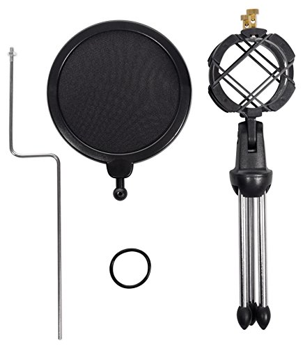 Rockville Rtms21 Desktop Tripod Microphone Stand With Pop Filter + Shock Mount #TOP6