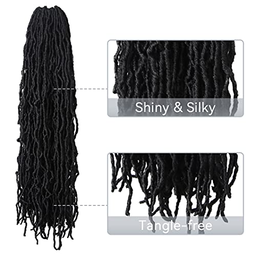 Niseyo New Faux Locs 30 Inch Crochet Hair 6 Packs Long Pre-Looped Soft Locs Crochet Braids (30 Inch, 1B/Natural Black) #TOP4