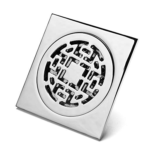 Square Shower Drain,Bathroom Tile Insert Shower Drainer with Removable Strainer Cover,Chrome Finish,Anti-clogging Design