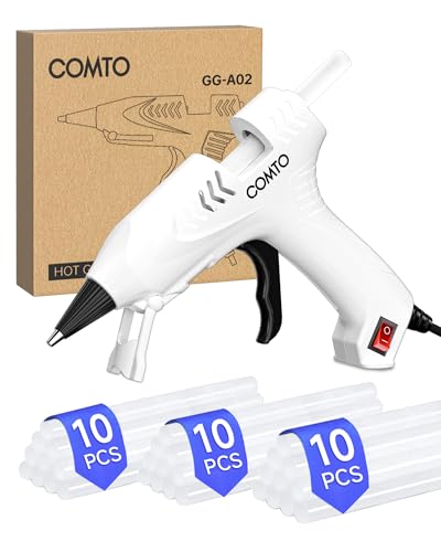 COMTO Hot Glue Gun Kit with 30 Sticks, 20W Fast Preheating Mini Hot Glue Gun and Sticks Set for School Crafts DIY Arts and Quick Home Repairs, White