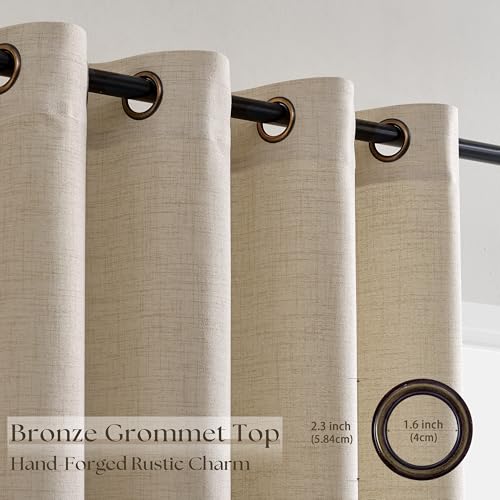 Image of Extra Wide Linen Curtains 84 Inch Length 72 Inch Wide Warm Beige | Natural Linen, for Patio Sliding Glass Door, Light Filtering, Semi Sheer, Grommet, Privacy, wide Window, 1 Panel, Oatmeal