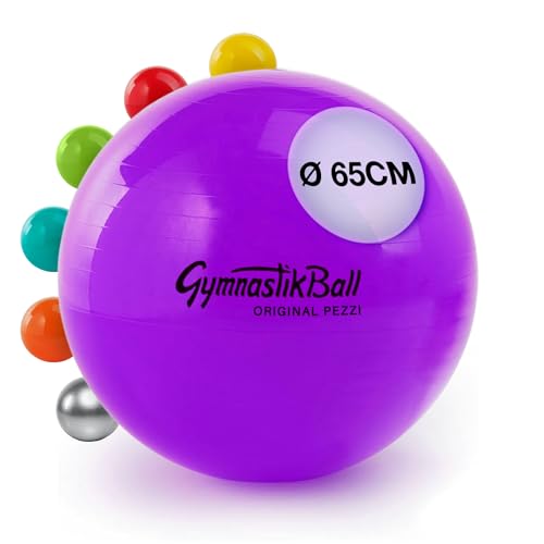 PEZZI - Gymnastikball Original Pezziball Standard 65cm Ø – Sitzball für Therapie, Sport & Büro - Universeller Trainingsball aus robustem PVC belastbar bis 400 kg – Violett