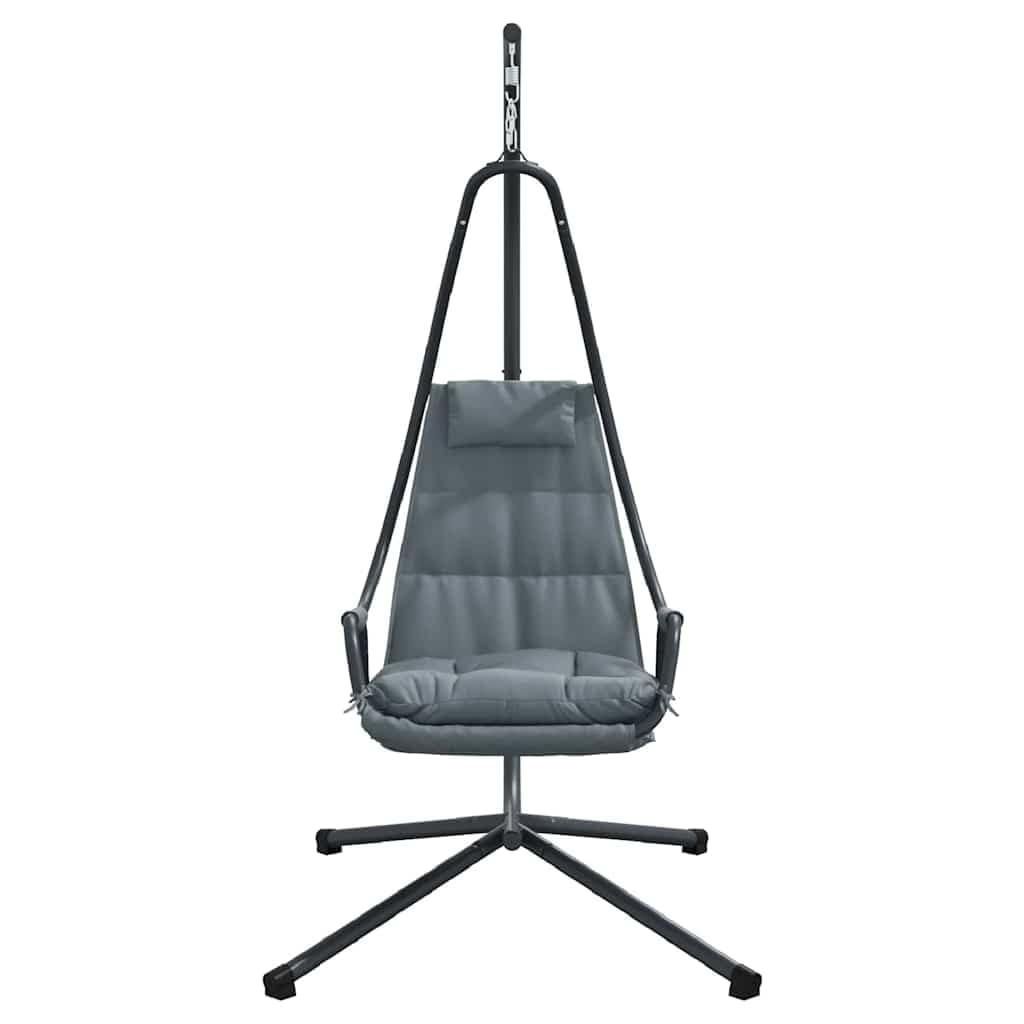 Silla colgante de acero antracita con cojín, plegable, 94 x 107 x 196,5 cm, para balcón, terraza, jardín e interior, tumbona de relajación ergonómica