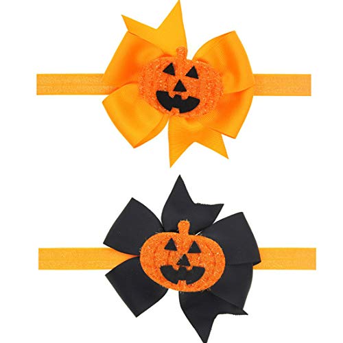 4 Pack Halloween Headband Pumpkin Bowknot Elastic Hair Fits for Baby Toddler Girls Newborn and Infant4