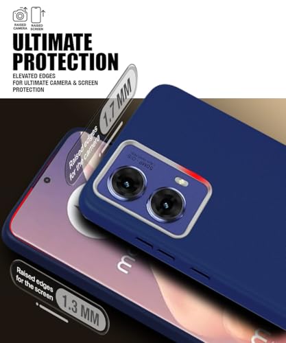Image of WOW IMAGINE Back Cover for Motorola Moto G85 5G | Ultra Slim Flexible Non-Slip Grip | Inner Fabric | Metal Camera Ring & Lightweight Soft Silicone Mobile Case - Blue
