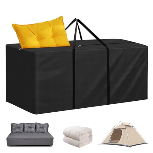 AOOWU Auflagentasche Gartenpolster Aufbewahrungstasche Gartenauflagen mit Doppelseitige Tragegriff Wasserdicht Oxford-Gewebe Schutzhülle Polsterauflage Kissen Aufbewahrung Outdoor (125x40x55 cm)