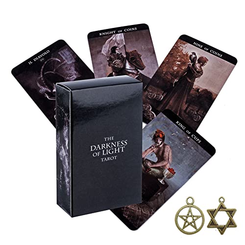 ZXKYZR8 The Darkness Of Light Cartes de tarot avec deux pendentifs, 78 cartes de tarot exquises pour les professionnels, les jeux de société, les fêtes de divertissement Oracle Deck Set Cadeaux pour l Cover