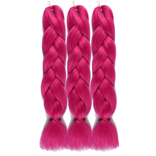 UHair Purplish Red Jumbo Braiding Hair Extensions Jumbo Braid Crochet Colorful Hair High Temperature Synthetic Fiber Hair Extension for Women(100G/pc, 3 pcs/lot)