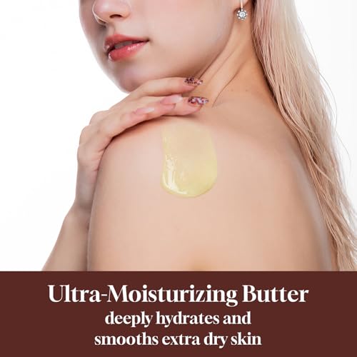 AOAO Cocoa Body Butter for Rough Flaky Skin, Shea Butter & Vitamin E Daily Moisturizer Absorbs Rapidly, Deep Hydrating Treatment, Provides Long-Lasting Nourishment for Silky Smooth Skin, 100g/3.5oz