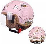 Koliyn DOT Approved Kids Motorcycle Half Helmet for 2-14 Years Old - Boys Girls Go-Kart Dirt-Bike Street Electric Scooter - Four Seasons Retro Youth Child Moped Vespa ATV - Pink, 48-58cm