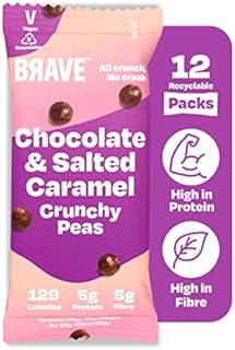 BRAVE Crunchy Peas: Delicious Healthy Snacks - Vegan - High in Plant Protein & Fibre - Low Calorie - Plant-Based (Sea Salt & Vinegar)
