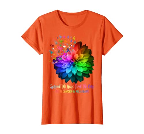Fight Cancer in Spread The Hope Find a Cure T-Shirt, Women, Orange, Large