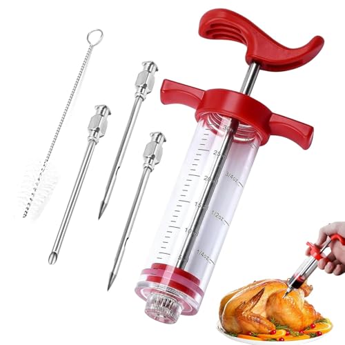 30ml Marinade Injector Syringe Kit with 3 Needles for Flavor Infusion in Meats