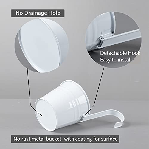 Bloss 8 Pack Hanging Flower Pots, Metal Hanging Planters Buckets With Detachable Hook And Drainage Hole Indoor/Outdoor Hanging Plant Holders For Balcony Garden Railing Fence, Small Size Multicolor #TOP1