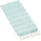 Cacala Turkish Hand Towel Quick Dry Prewashed for Soft Feel Decorative Cotton Peshtemal for Face, Hair, Gym, Yoga, Dishcloth, Bath and Kitchen Peskir, 23” x 36”, Aquamarine