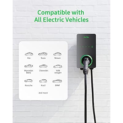 Autel Level 2 EV Charger up to 50Amp, 240V, Indoor/Outdoor Car Charging Station with J1772 Connector, Wi-Fi and Bluetooth Enabled EVSE, 25-Foot Cable, Hardwired, Dark Gray