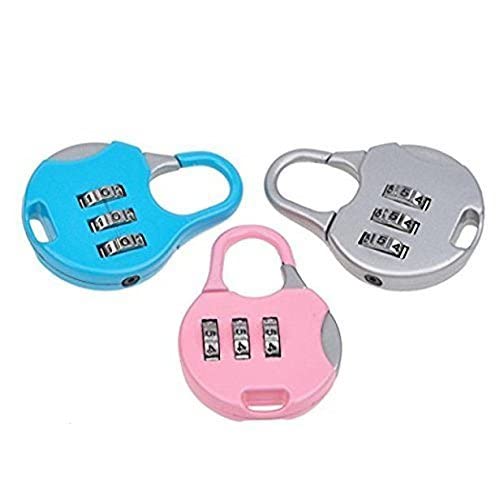 Image of PENS Combination Luggage Padlock 3 Dial Resettable Lock For Suitcase, Laptop Bag /Multi-Purpose Safety Number Lock Random Color & Patten May Vary (Pack Of 2)