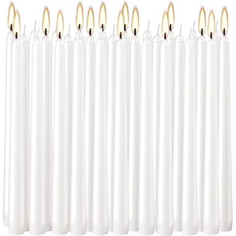 10 inch Taper Candle 30 Pack - Home Interior Long Burning Dripless and Smokeless Candles Unscented - Tapered Candles for Home - 7.5-8-Hour Burning White Candles Cover
