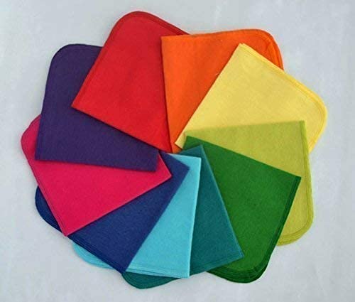1 Ply Solid Cotton Flannel 12X12 Inches Paperless Towels Set Of 10 Rainbow Set #TOP4