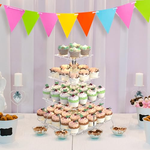 Cupcake Stand with Lights, 4 Tier Cupcake Holder, Light Up Cupcake Stand for 24 Cupcakes, Dessert Table Display Set for Weddings, Christmas, Birthday Parties (Yellow Light) by LoveDisplay - Image 3