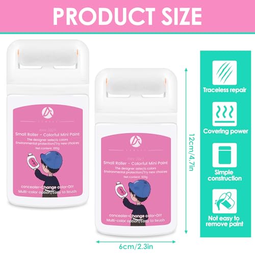 KFDDRN Wandfarbe ausbessern,weiß 100ml, 2 Stück, Wandreparaturpaste mit Roller, Stehaufe Wandreparatur für Flecken, Risse, Graffiti, Kratzer Wandreparaturwerkzeug