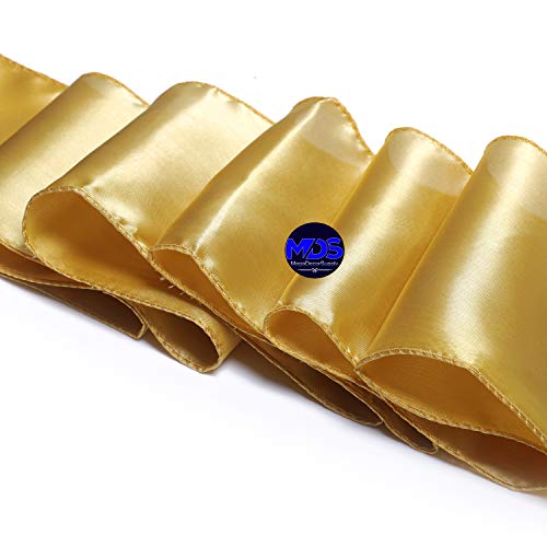 Mds Pack Of 50 Satin Chair Sashes Bow Sash For Wedding Events Supplies, Decorations For Birthday Parties, Graduations, Engagements, Chair Sashes Fit Folding And Banquets Chair Cover -Gold #TOP3