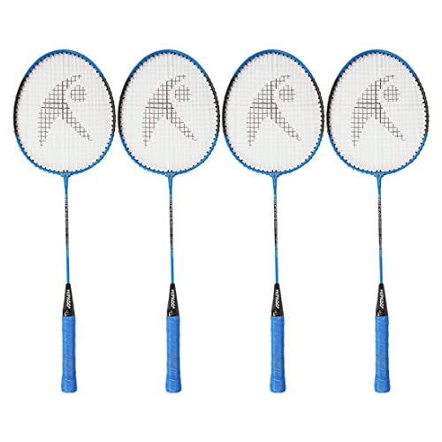 Hipkoo Sports Wide Body Aluminum Badminton Group Racket, Ideal for Beginner, Flexible, Lightweight & Sturdy (Blue, Set of 4)
