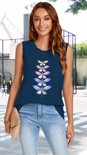 Image of Womens Tank Tops Summer Casual Sleeveless Top Loose Fit Basic Tunic Shirts
