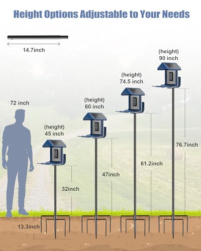 image for Onlyfly Bird Feeder Pole Stand – 90 Inch Height Feeding Station with