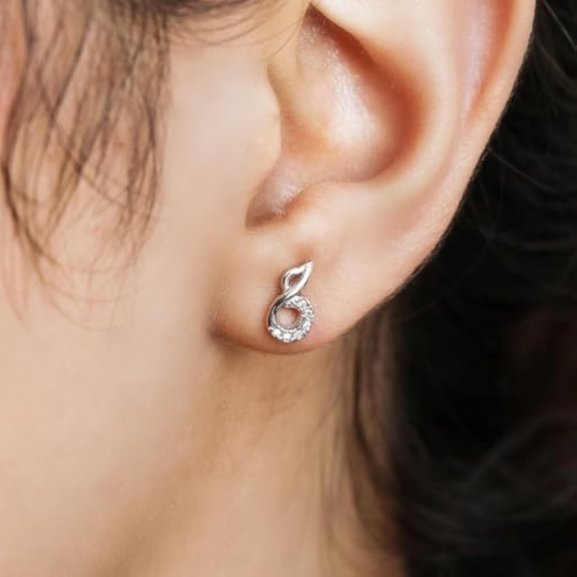925 Silver Musical Tones CZ Stud Earrings with 925 Hallmark