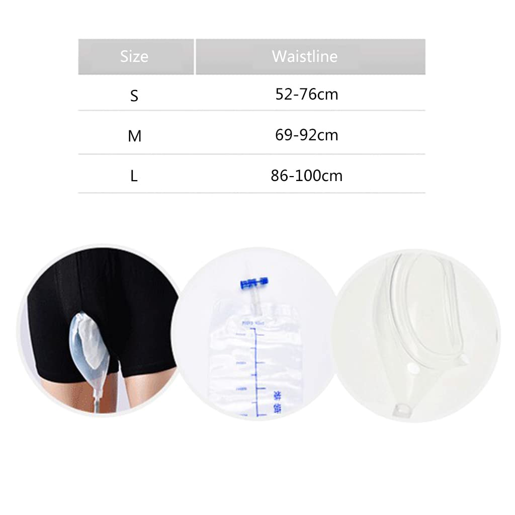 Bolsa de orina masculina reutilizable de silicona para pierna con catéter, pantalones de incontinencia para hombres mayores, pacientes, embudo reutilizable, colector con catéter, bolsa de orinal