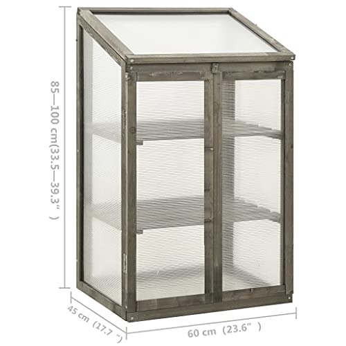Yeziyiyfob Greenhouse Outdoor Cabinet Indoor Small Greenhouse Cold Frames Portable Greenhouse Mini Greenhouse Garden Shelves For Plants Outdoors 23.6"X17.7"X39.4" Firwood Grey #TOP6