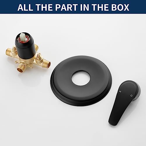 Shower Valve Trim Kit with Tub Spout Matte Black Tub Shower Rough-In Mixer Valve Bathroom Trim Kit - Thumbnail 5