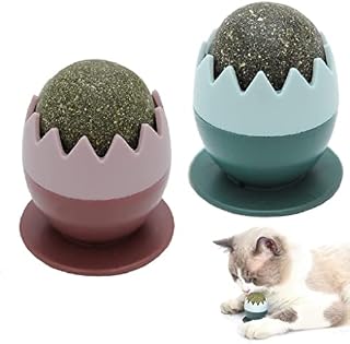 2 Pcs Catnip Balls Toy Rotatable Cat Edible Ball Cat Teeth Cleaning Interactive Toy for Indoor Cats Playing Chewing