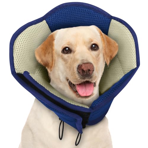 Image of AOFITEE Dog Cone Adjustable Large Cone for Dogs After Surgery, NavyBlue L