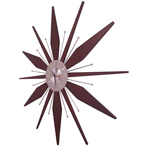 Infinity Instruments Utopia Mid-Century 30 Inch Wood And Metal Wall Clock, Walnut Dark Wood #TOP5