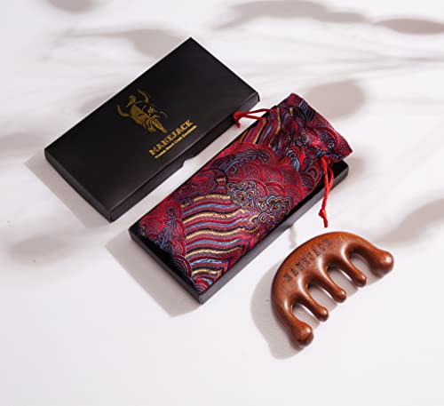 Wooden Wide Tooth Hair Comb, Anti-Static Handmade Scalp Massage Gift, Head Neck Faciacl Pressure Point Gua Sha Comb For Women #TOP6