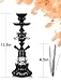 Hookah Set With Everything 14'' Shisha Hookah Complete Set - Glass Flower Vase, Ledther Hose, Foils, HookahTips, Ceramic Bowl, Coal Tong (Black)
