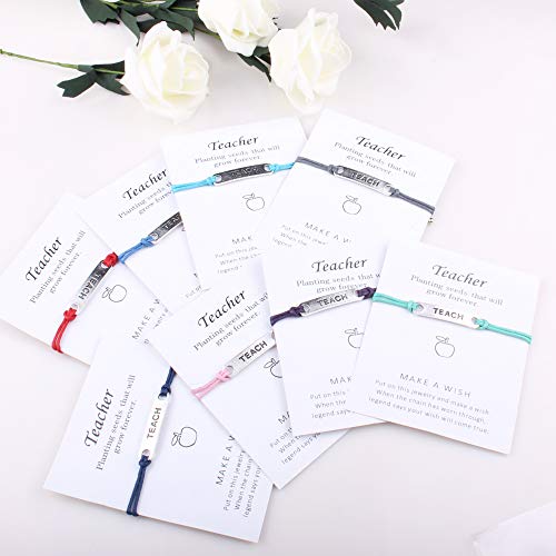 Valijina 8 Pieces Teach Blessing Card Bracelets For Women Men Colorfu Greeting Bracelets Card Teacher Blessing Bangles Teacher's Day Gift #TOP5