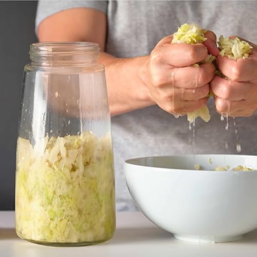 HEFTMAN Set mit 2 Gärgläsern mit Einweg-Belüftung 1 Belüftungsweg – 2,2 Liter – Ideal für sichere Gärung von Kefir, Kimchi, Sauerkraut, Hefe, Nachthafer – Set mit 2 Gärgläsern von