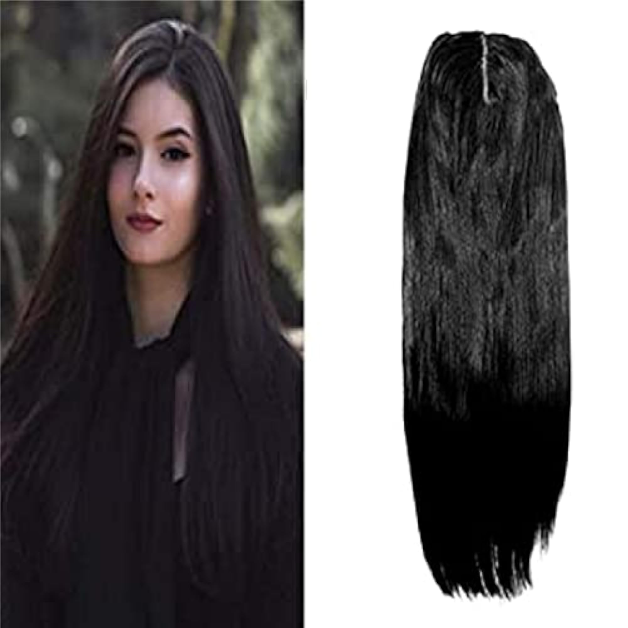 Women's Silk Base Synthetic Hair Topper, Black