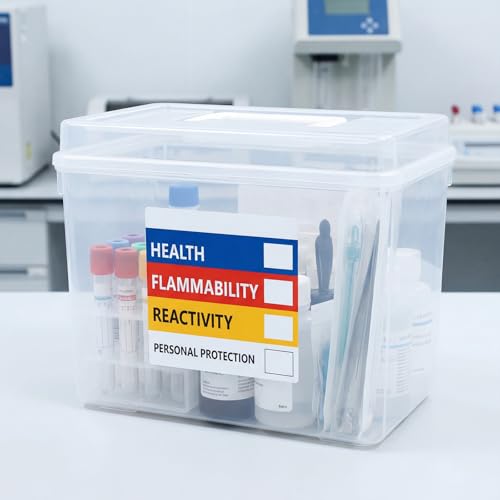 ForraFun 500 Pcs SDS Stickers for Chemical Safety Data, Hazardous Material Identification Label, 4\" x 4\" for Chemical Identifying Hazards Decals Himg Write in Labels