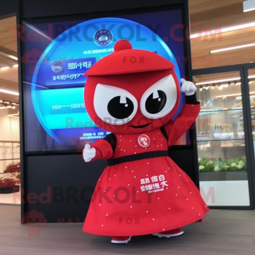 REDBROKOLY Disfraz de mascota de Sushi rojo vestido con una minifalda y relojes digitales